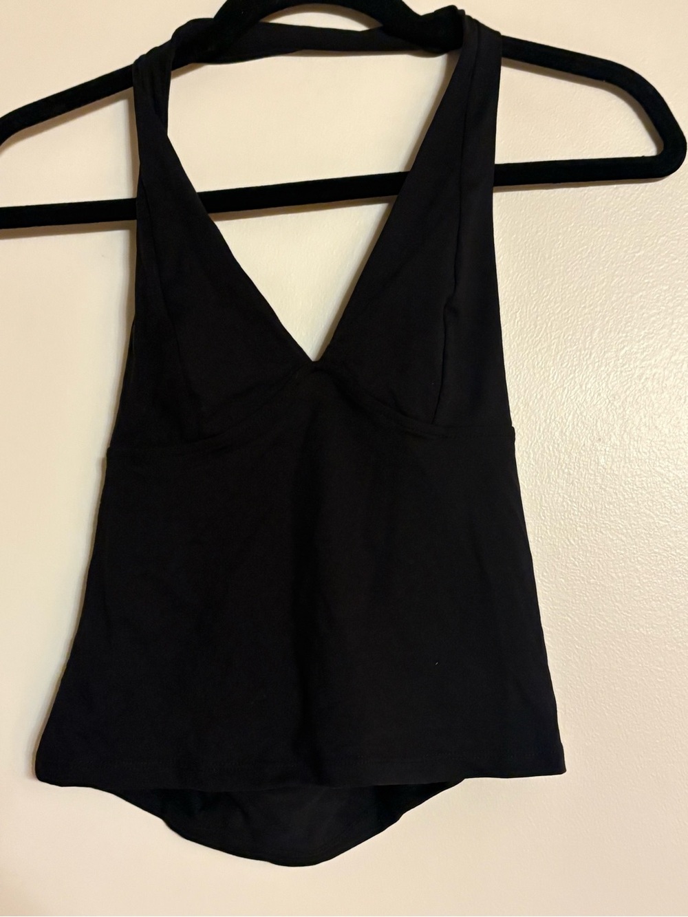 Free People Black V-Neck Halter Tank Top Size S